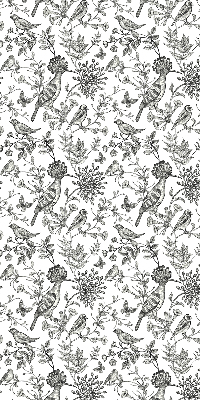 Rolgordijn voor het raam Getekende vogels en planten