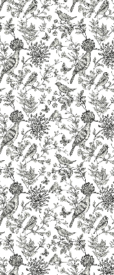 Rolgordijn voor het raam Getekende vogels en planten