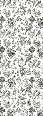 Rolgordijn voor het raam Getekende vogels en planten