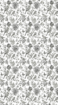 Rolgordijn voor het raam Getekende vogels en planten