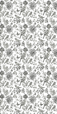 Rolgordijn voor het raam Getekende vogels en planten