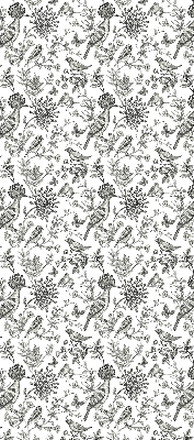 Rolgordijn voor het raam Getekende vogels en planten