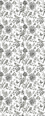 Rolgordijn voor het raam Getekende vogels en planten