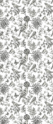 Rolgordijn voor het raam Getekende vogels en planten