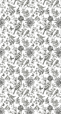 Rolgordijn voor het raam Getekende vogels en planten