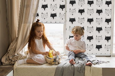 Rolgordijn voor het raam Getekende vossenkoppen