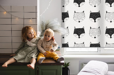 Rolgordijn voor het raam Getekende vossenkoppen