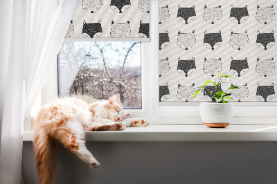 Rolgordijn voor het raam Getekende vossenkoppen