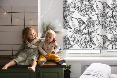 Rolgordijn verduisterend Getekende bloemen