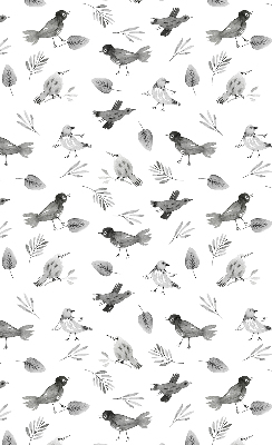 Rolgordijn voor het raam Getekende vogels en bladeren