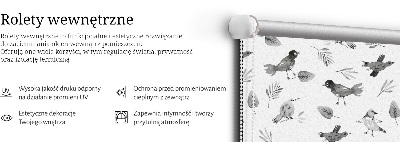 Rolgordijn voor het raam Getekende vogels en bladeren