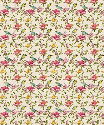 Rolgordijn verduisterend Vogels op bloemen