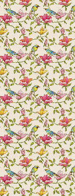 Rolgordijn verduisterend Vogels op bloemen