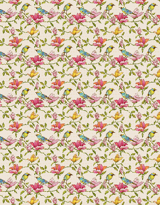 Rolgordijn verduisterend Vogels op bloemen