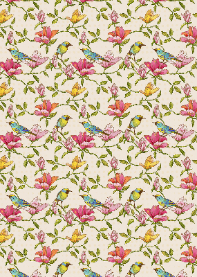 Rolgordijn verduisterend Vogels op bloemen