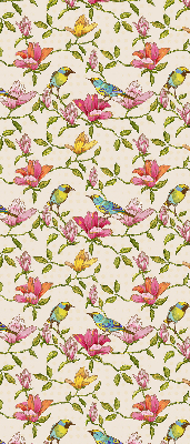 Rolgordijn verduisterend Vogels op bloemen