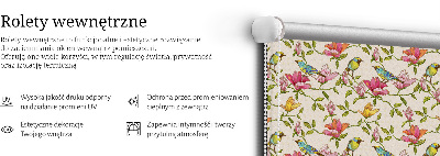 Rolgordijn verduisterend Vogels op bloemen