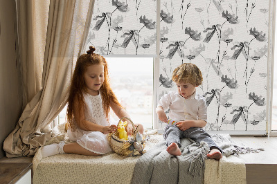 Rolgordijn verduisterend Getekende bloemen