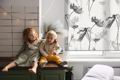 Rolgordijn verduisterend Getekende bloemen