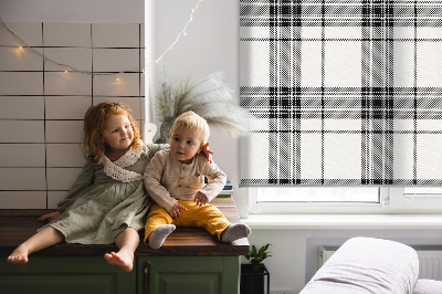 Rolgordijn voor het raam Grijze tartan