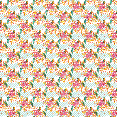 Rolgordijn voor het raam Vogels tussen de takken van een boom