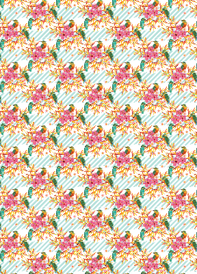 Rolgordijn voor het raam Vogels tussen de takken van een boom