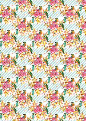 Rolgordijn voor het raam Vogels tussen de takken van een boom