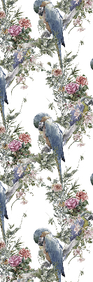 Rolgordijn voor het raam Papegaaien op bloemen