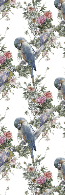 Rolgordijn voor het raam Papegaaien op bloemen