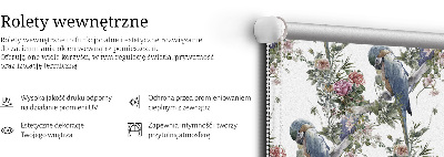 Rolgordijn voor het raam Papegaaien op bloemen