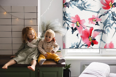 Rolgordijn voor het raam Bloemen