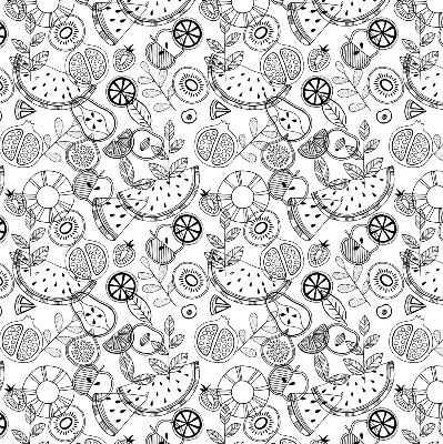 Rolgordijn verduisterend Getekende vruchten