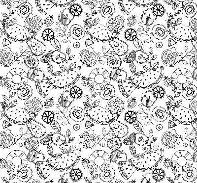 Rolgordijn verduisterend Getekende vruchten