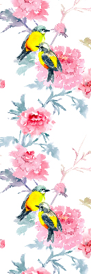 Rolgordijn voor het raam Vogels op bloemen