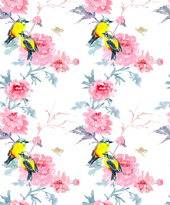 Rolgordijn voor het raam Vogels op bloemen