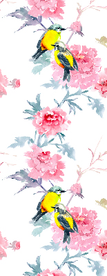 Rolgordijn voor het raam Vogels op bloemen