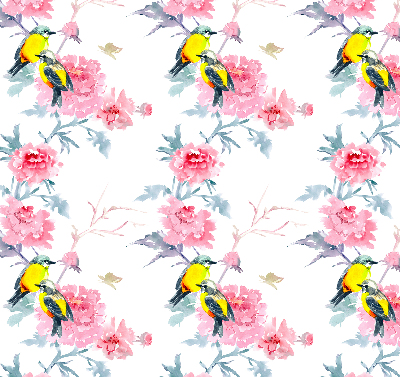 Rolgordijn voor het raam Vogels op bloemen