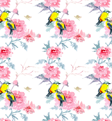 Rolgordijn voor het raam Vogels op bloemen