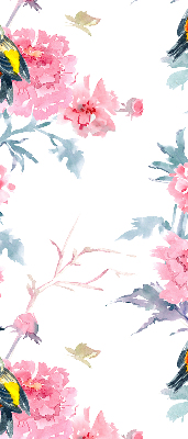 Rolgordijn voor het raam Vogels op bloemen