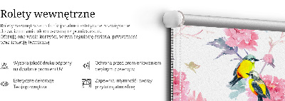 Rolgordijn voor het raam Vogels op bloemen