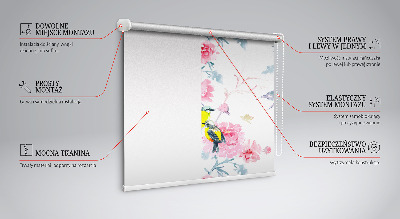 Rolgordijn voor het raam Vogels op bloemen