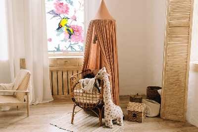 Rolgordijn voor het raam Vogels op bloemen