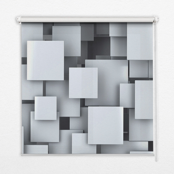 Rolgordijn verduisterend Grijze 3D-vierkanten
