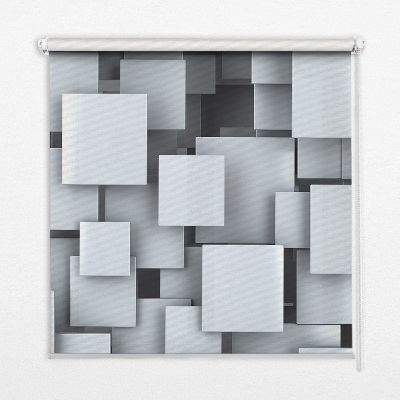 Rolgordijn verduisterend Grijze 3D-vierkanten