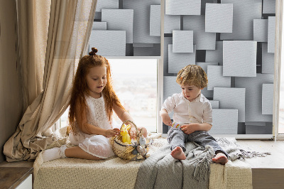 Rolgordijn verduisterend Grijze 3D-vierkanten