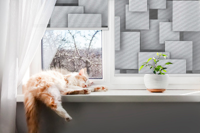 Rolgordijn verduisterend Grijze 3D-vierkanten