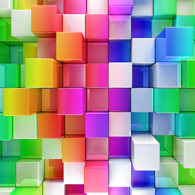 Rolgordijn voor het raam Kleurrijke 3D-kubussen