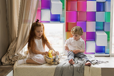 Rolgordijn voor het raam Kleurrijke 3D-kubussen