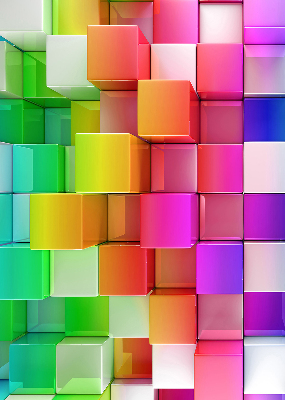 Rolgordijn voor het raam Kleurrijke 3D-kubussen