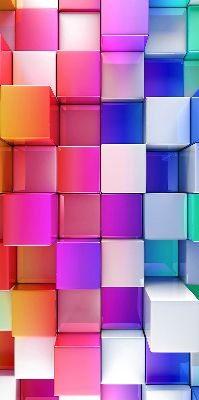 Rolgordijn voor het raam Kleurrijke 3D-kubussen